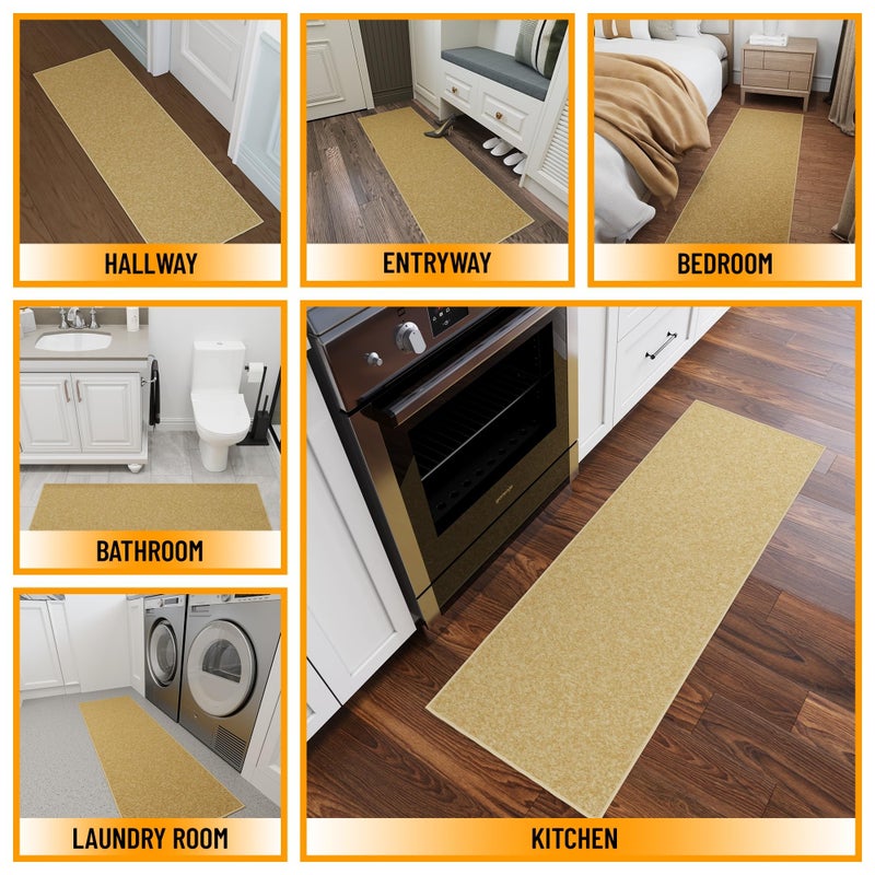 Ottomanson Hallway Runner Rug 20" x 59" Non Slip Solid Area Rugs Easy to Clean Laundry Rug Runner Durable & Pet Friendly Floor Carpet Runners for Hallways Entryway Living Room Kitchen, Beige - Image 3